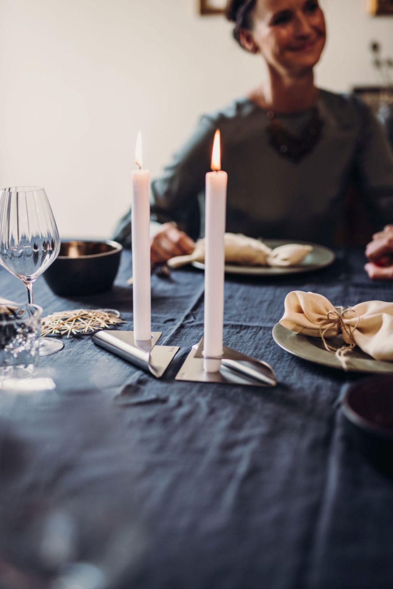 Square Candle candlestick set of 4 silver Höfats SINGLE PIECES