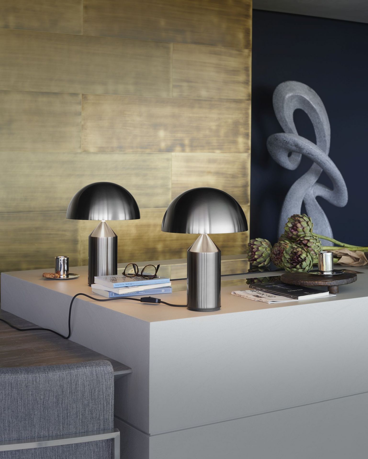 Atollo 238 table lamp nickel Oluce