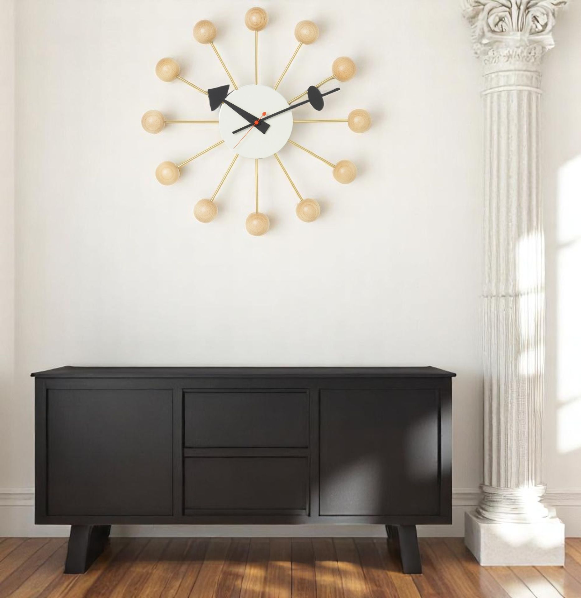 Ball Clock Wall Clock natural Vitra