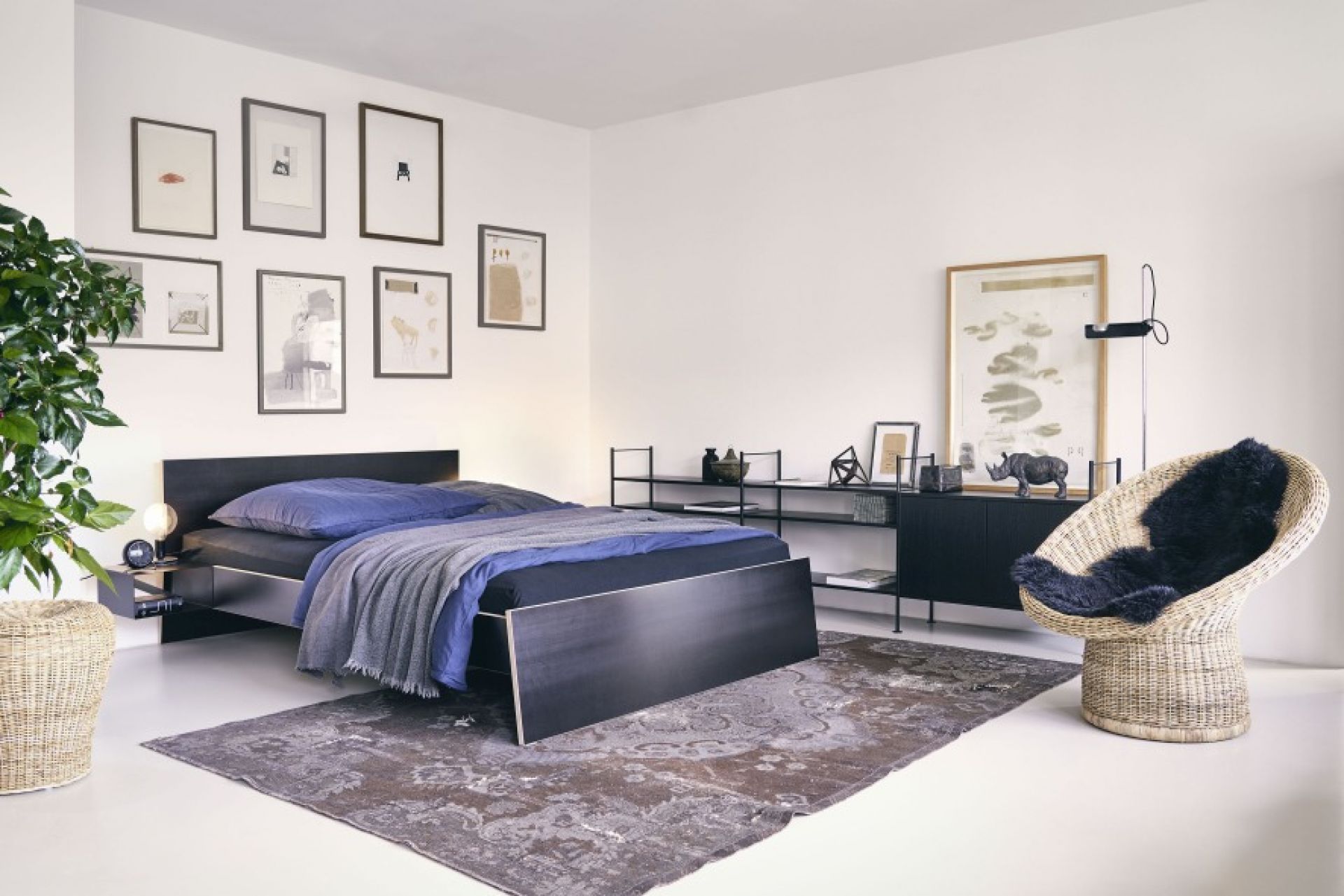 Stockholm bed birch multiplex with high headboard Richard Lampert 