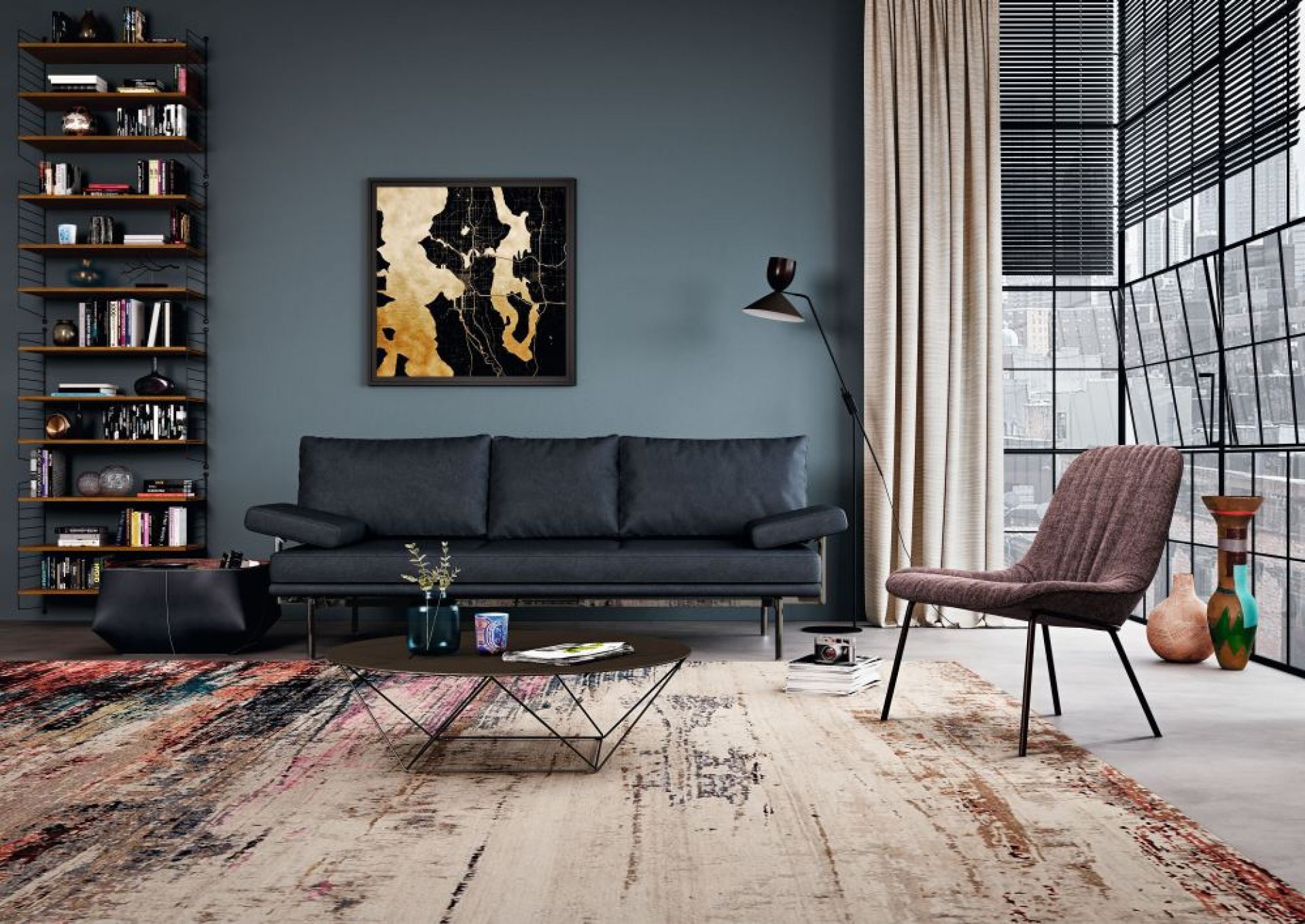 LIVING PLATFORM Sofa with two functional armrests Walter Knoll