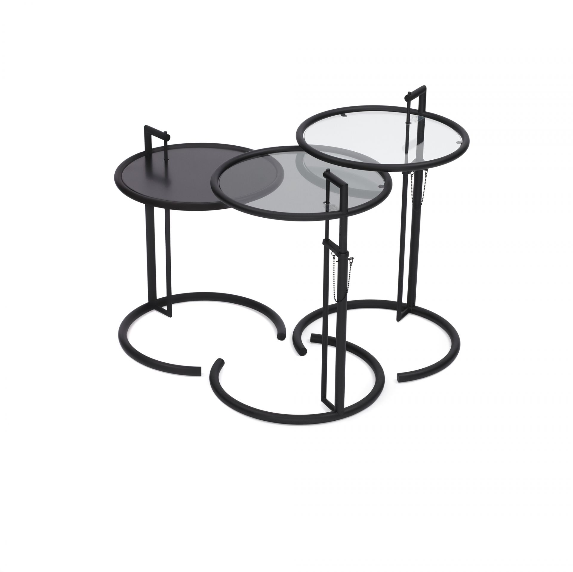 Adjustable Table E1027 Side table ClassiCon - QUICK SHIP black parsol glass grey