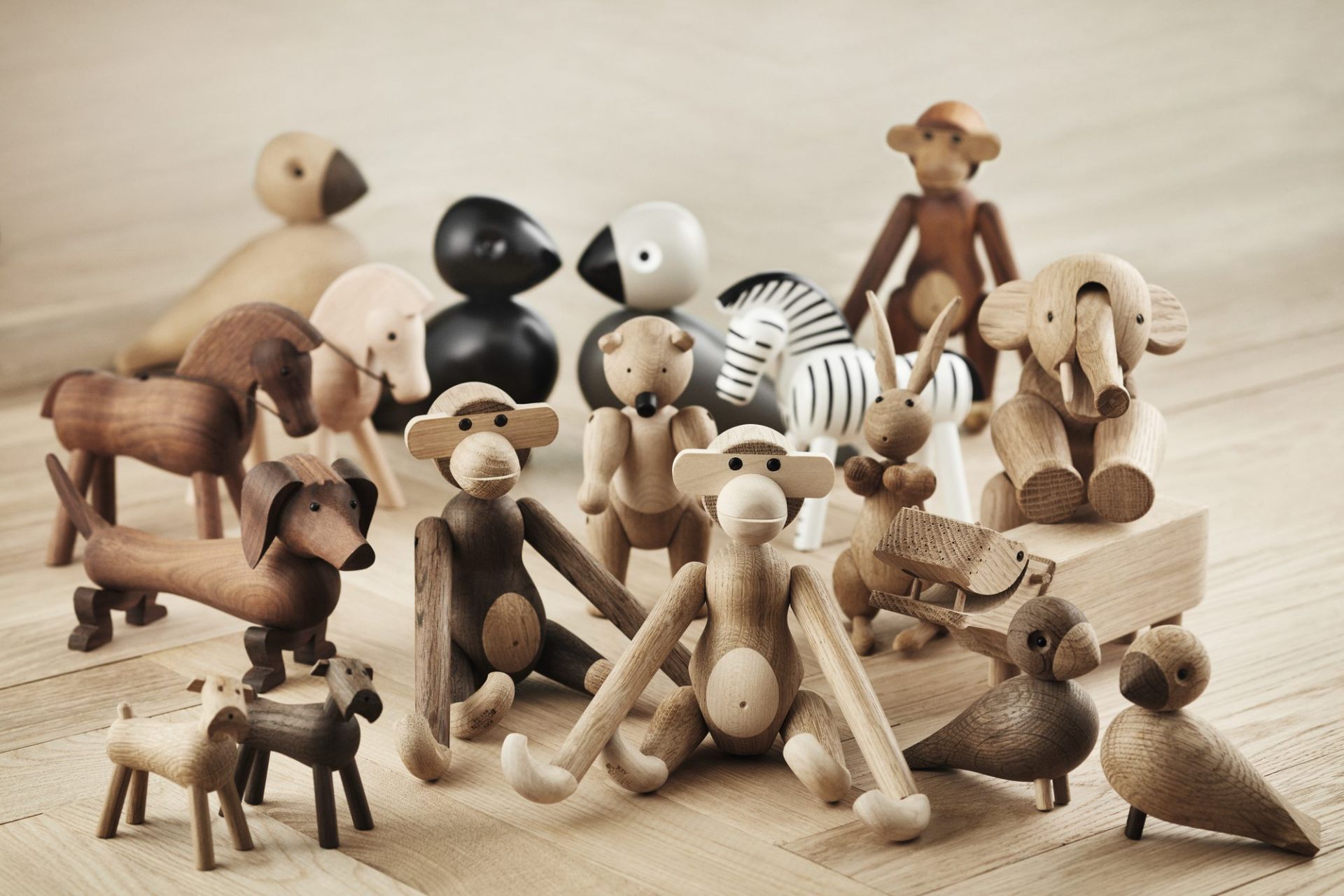 Monkey small wooden figure smoked oak Kay Bojesen