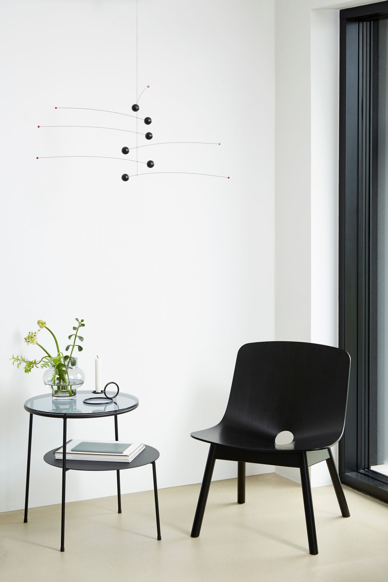 Duo Side Table Black with Dark Smoked Glass Woud