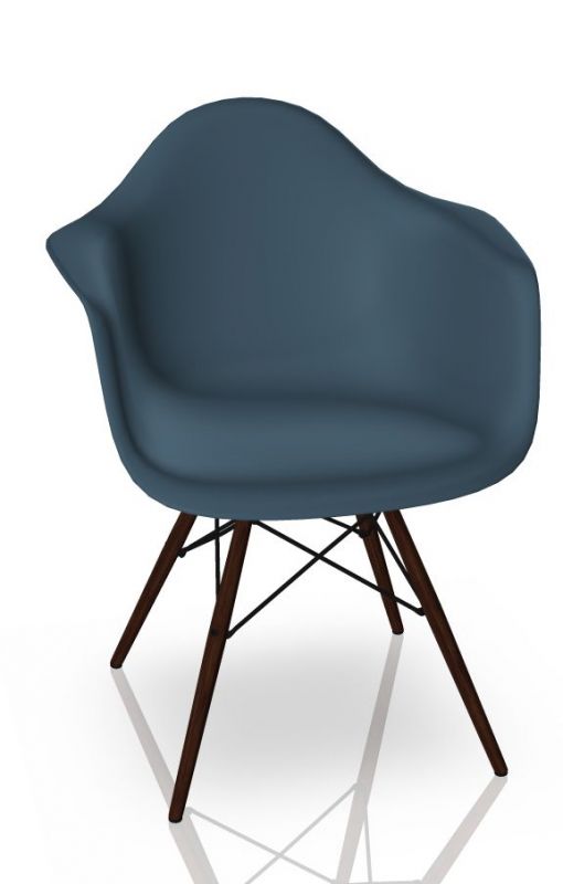 Eames Plastic Arm Chair DAW Chair Vitra Maple dark - Sea blue