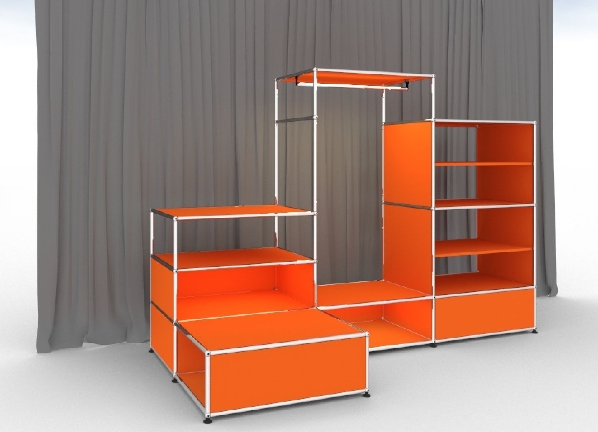 E Wardrobe illuminated pure orange USM Haller