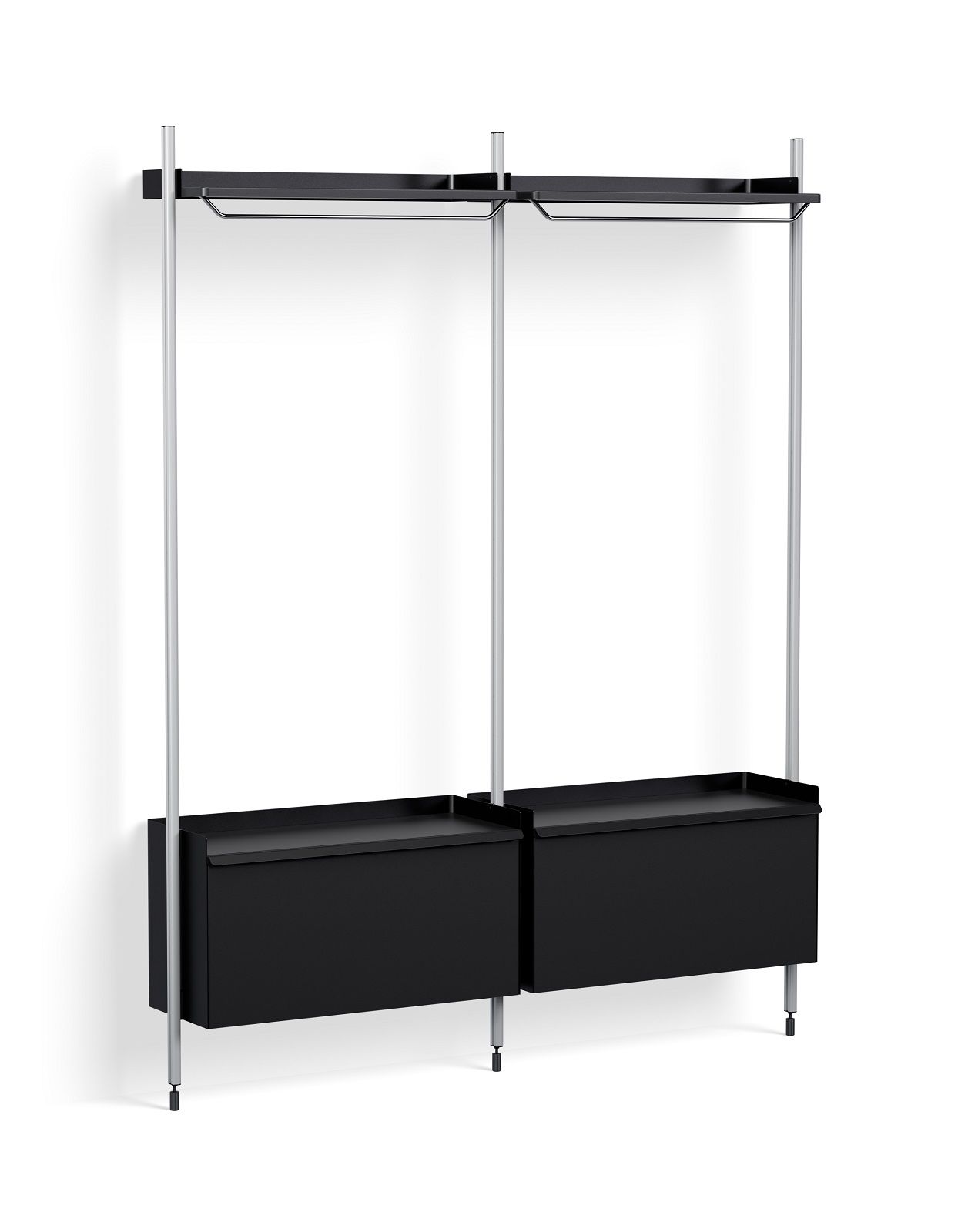 Pier System 1002 2 Column Shelf / Garderobe Hay Black-Aluminium