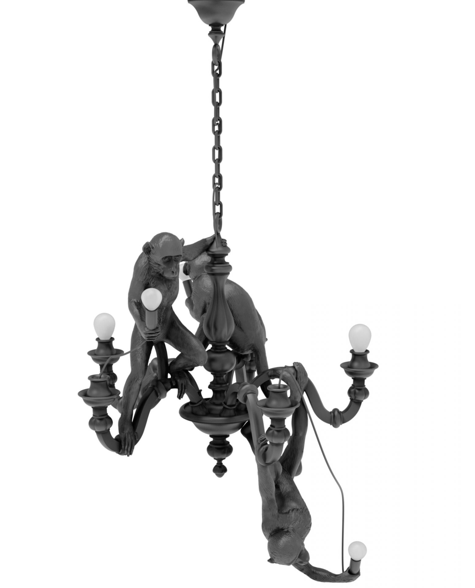 Monkey Chandelier Pendant light Seletti White