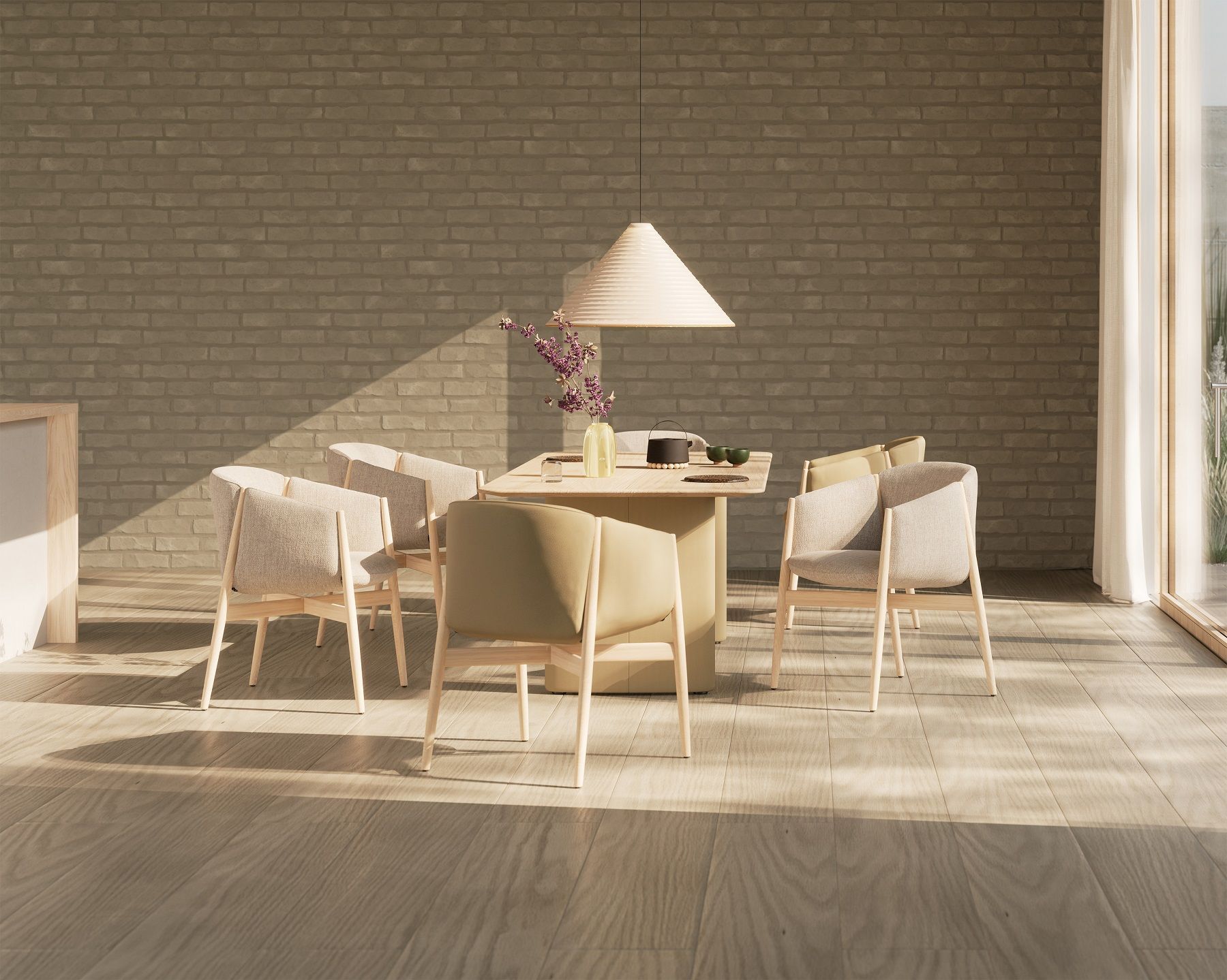 Kagu chair with armrests wooden frame Cor