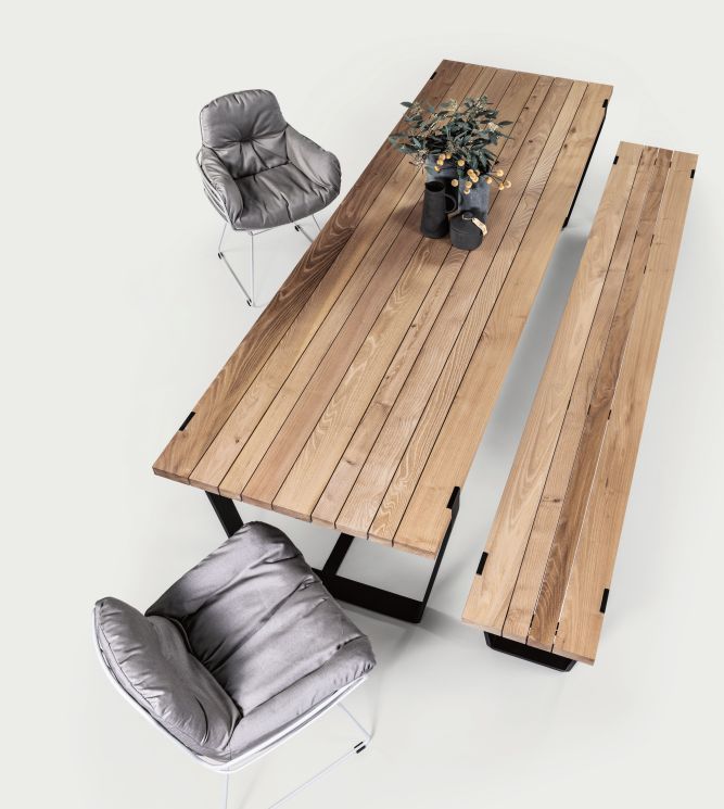 BB 12 Clamp Outdoor Bench Acacia brushed oiled Janua 