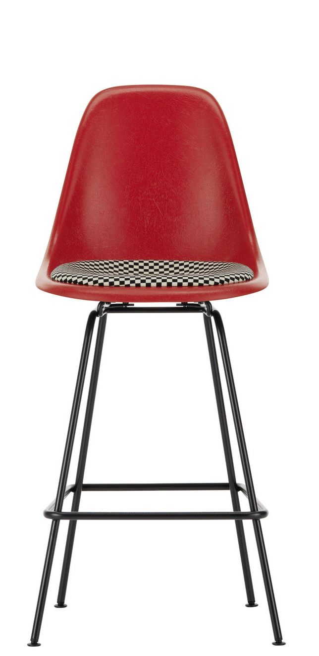 Eames Fibreglass Bar Stool Medium Bar stool with seat cushion Vitra