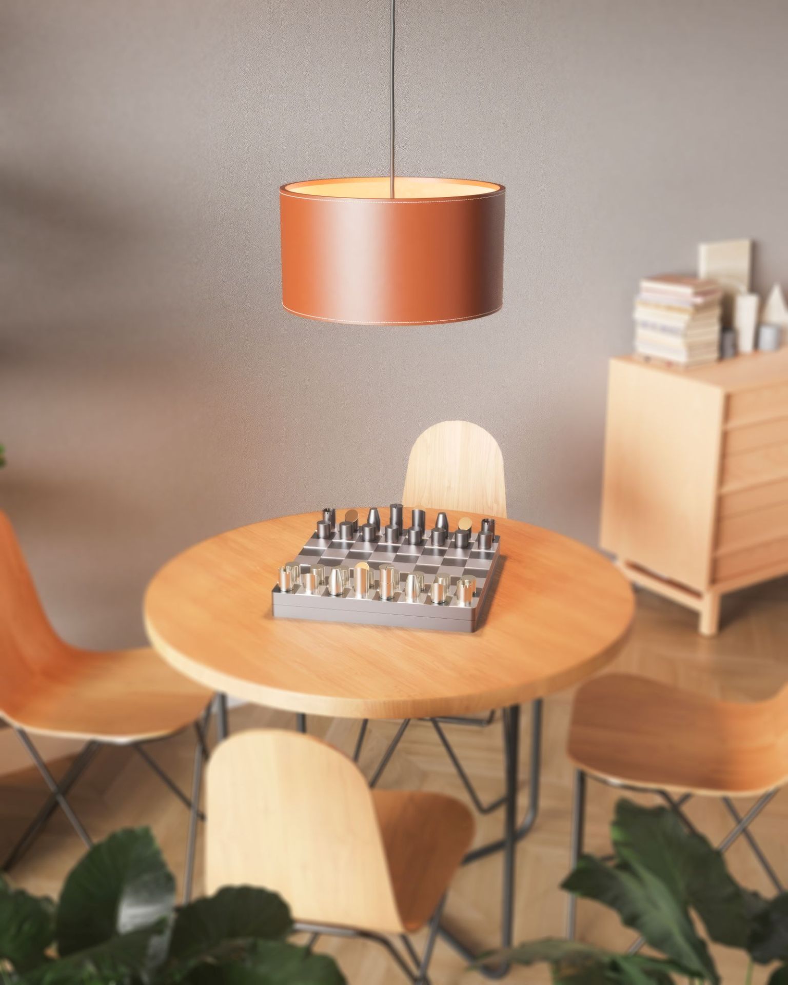 Cylinder Leather Pendant lamp Ø50cm Ocean blue Cuero