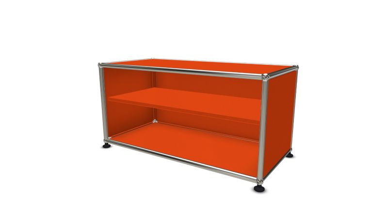 USM Haller Regal in Orange mit zwei Fächern, ideal als Ersatzteil oder zur individuellen Gestaltung.