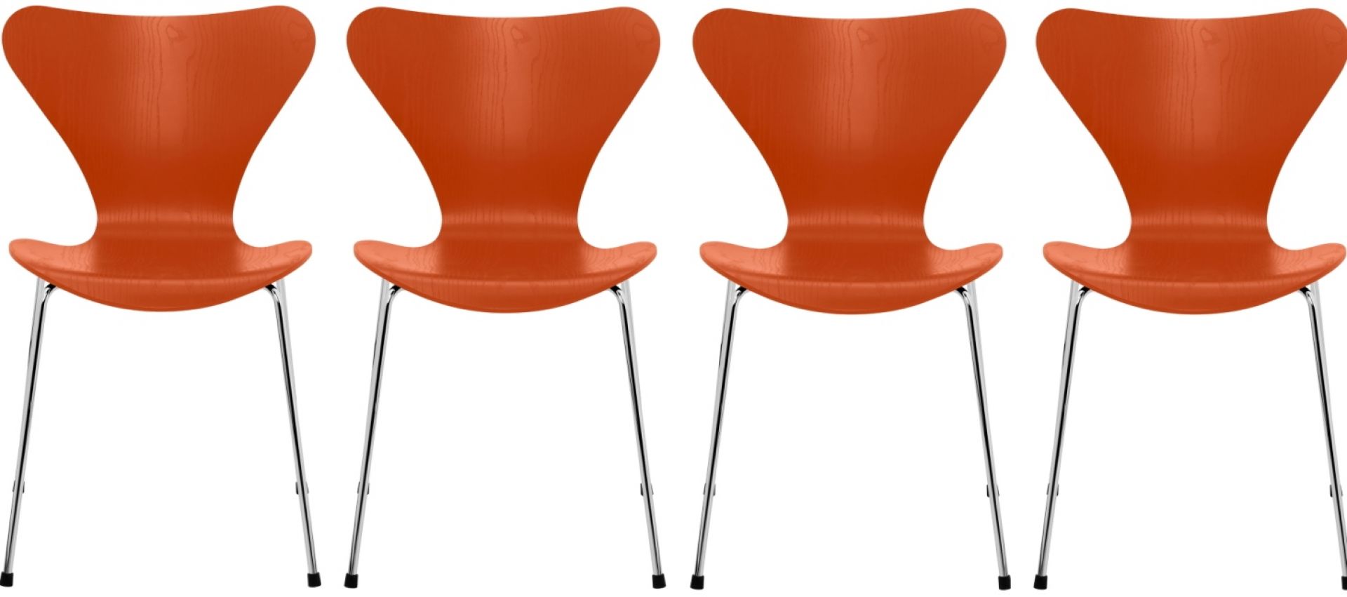 Seven / Series Chair 3107 Ash Set of 4 Fritz Hansen Paradise orange