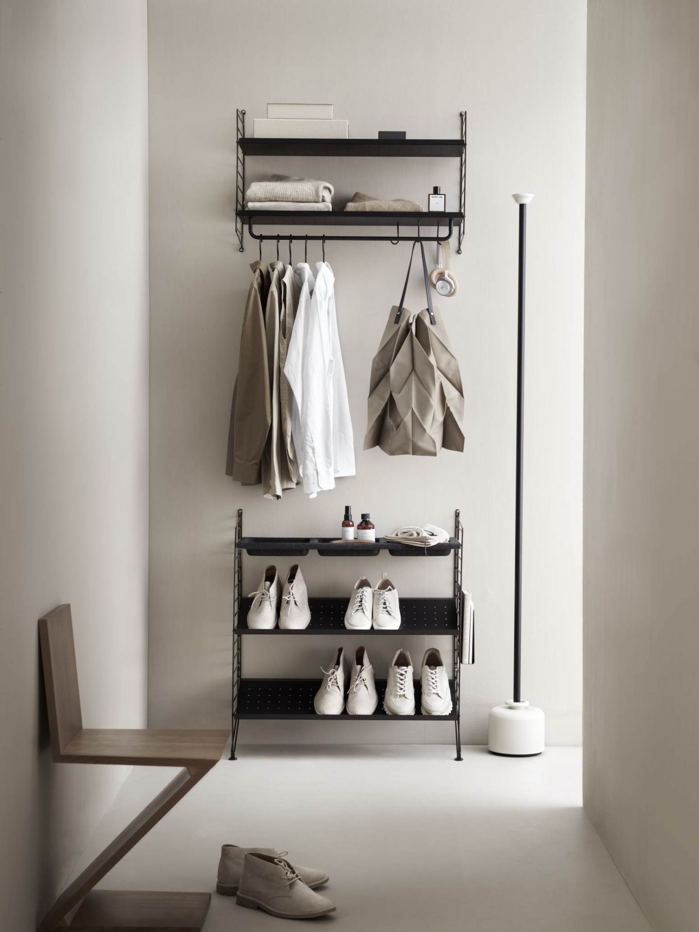 String Hallway Wall Shelving System F String Furniture Black - Black