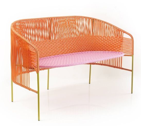 Caribe 2-seater bench outdoor ames Orange / Bubblegum Pink / Curry Yellow