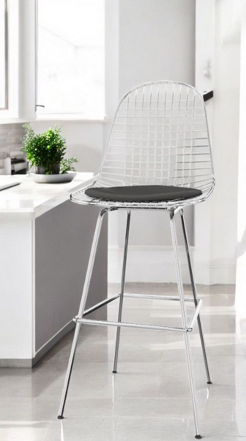 Eames Wire Bar Stool Bar stool High with seat cushion Vitra 
