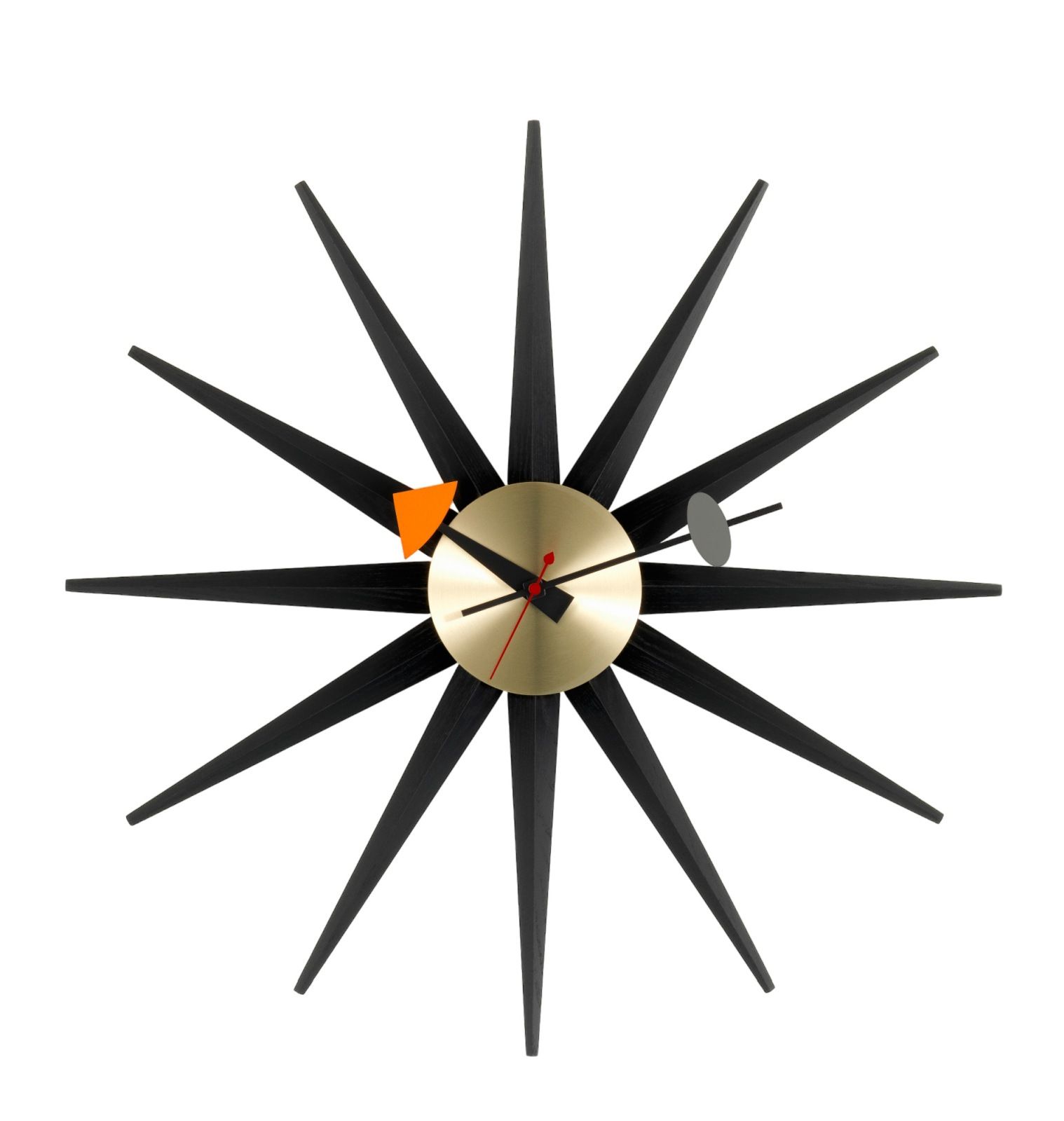 Sunburst Clock Wall Clock - black / brass Vitra