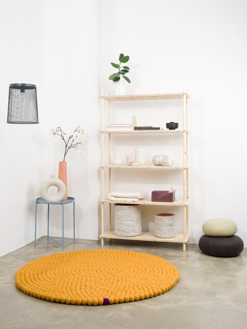 Big One Round Felt carpet Ø 300 cm myfelt Ochre yellow