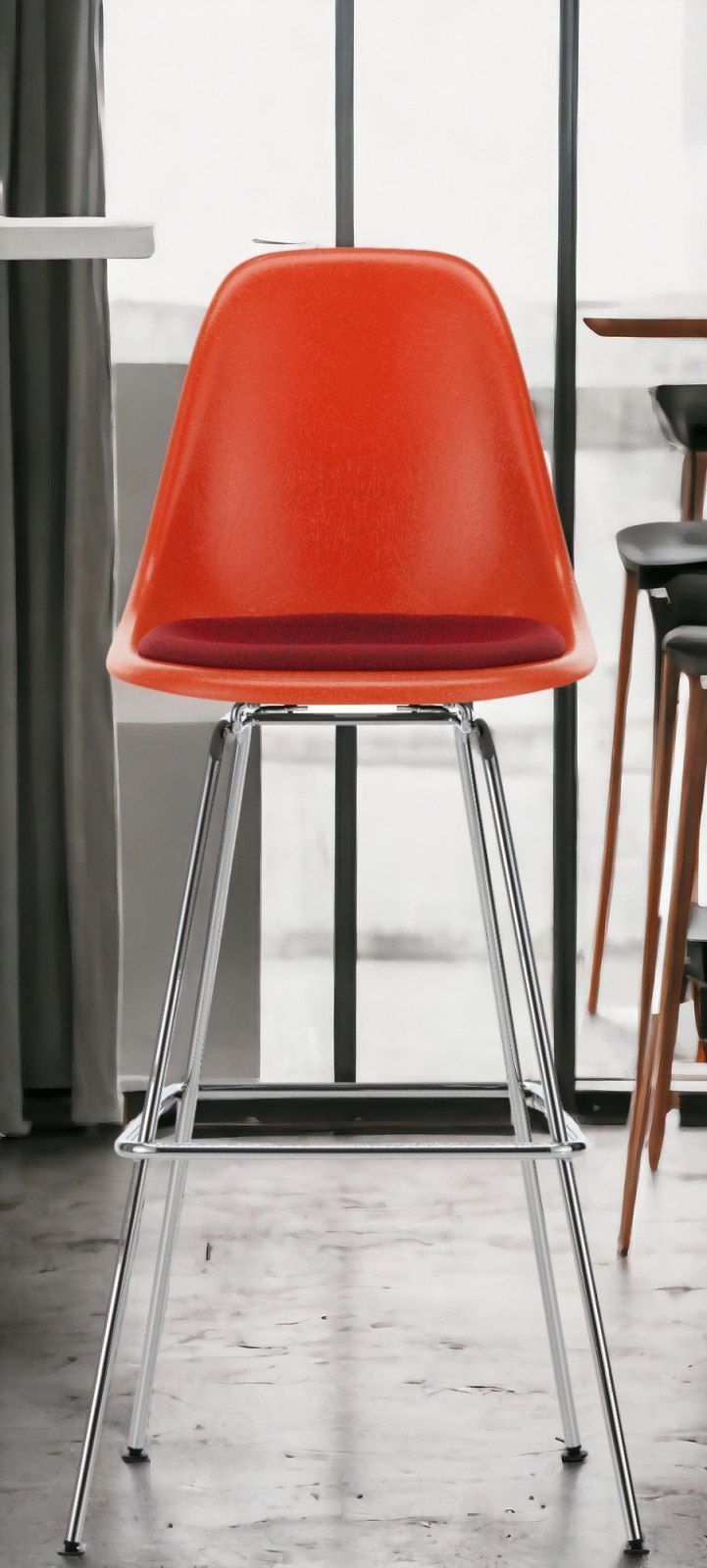 Eames Fibreglass Bar Stool High Bar stool with seat cushion Vitra 