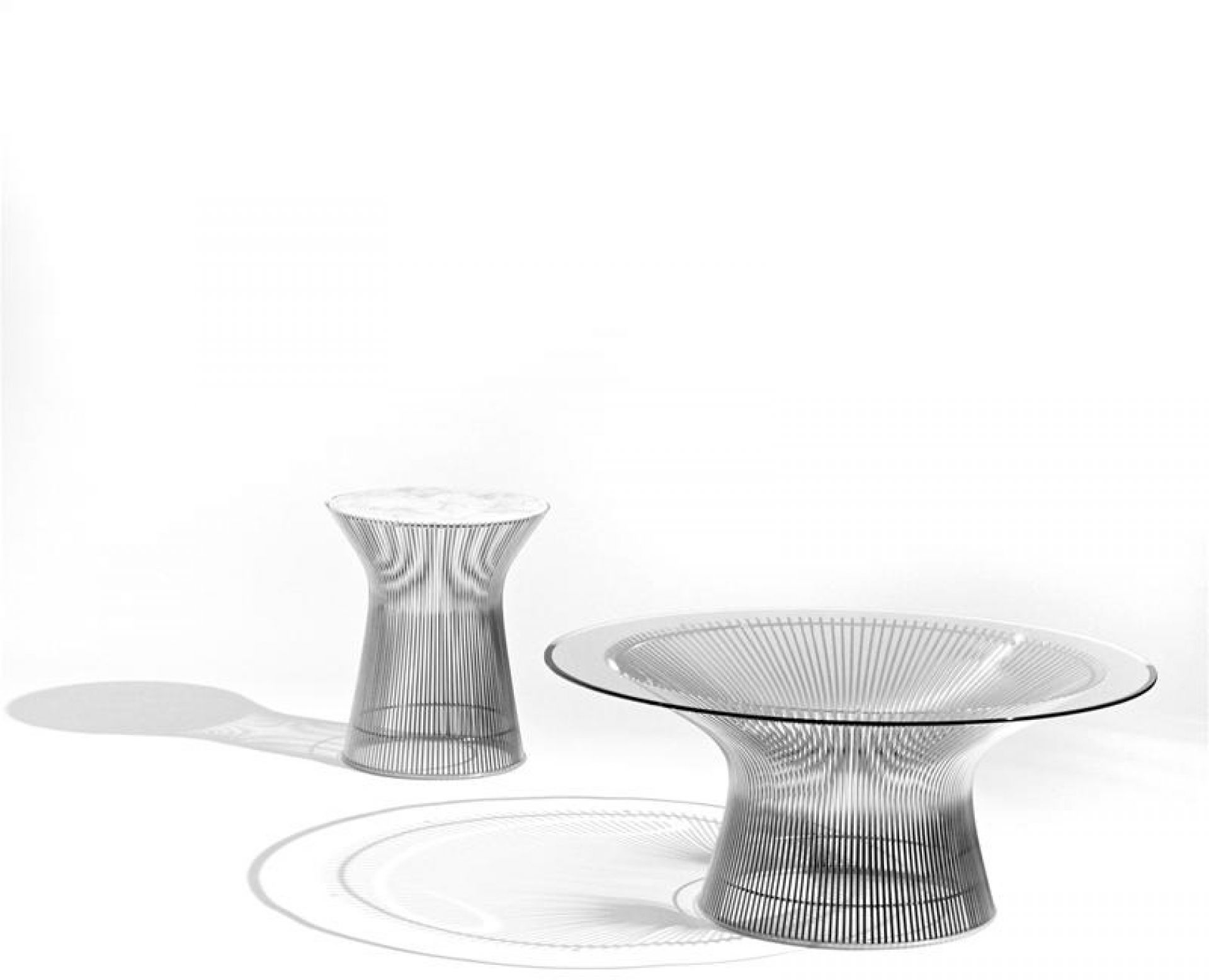 Platner side table crystal glass / polished nickel Knoll International - QUICK SHIP