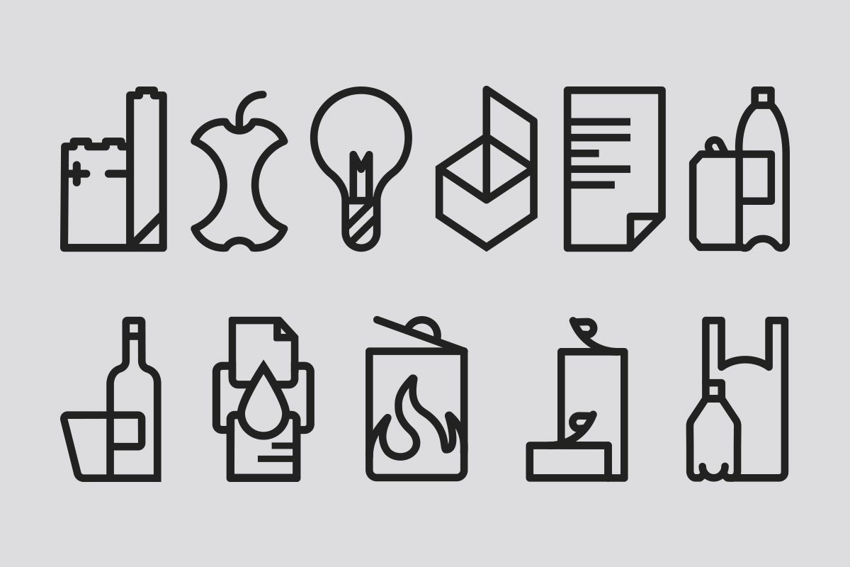 Symbols for bin waste bin / waste separation Mizetto QUICK SHIP