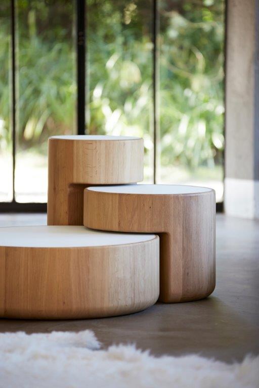 Levels Coffee Table Natural oiled oak - white glass PER/USE