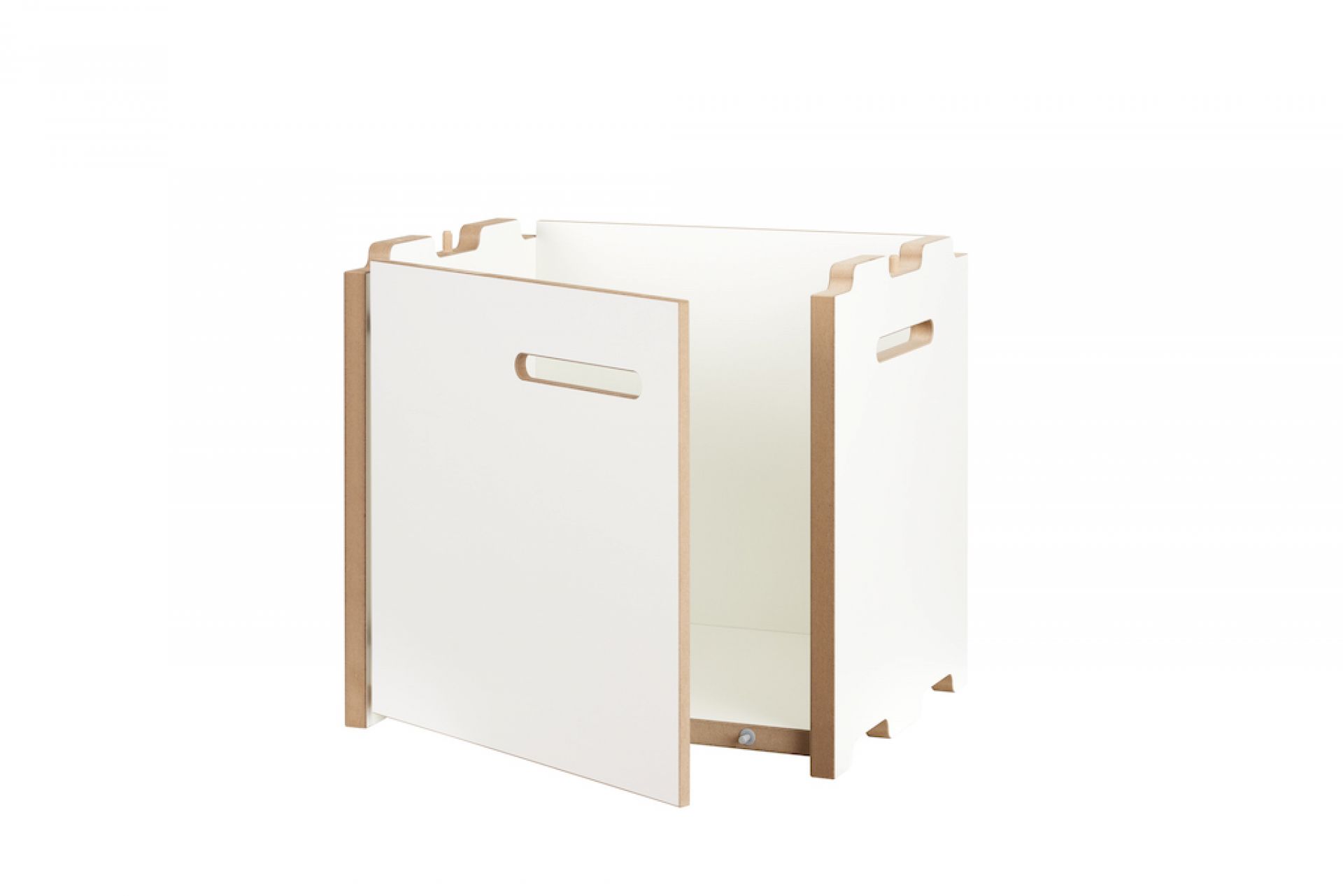 Tojo Halbstark Add-on Module with Door Left Shelf Series Tojo Tojo Halbstark Anbaumodul mit Tür links, weißes Regalmodul für flexible Stauraumlösungen im Kinderzimmer.