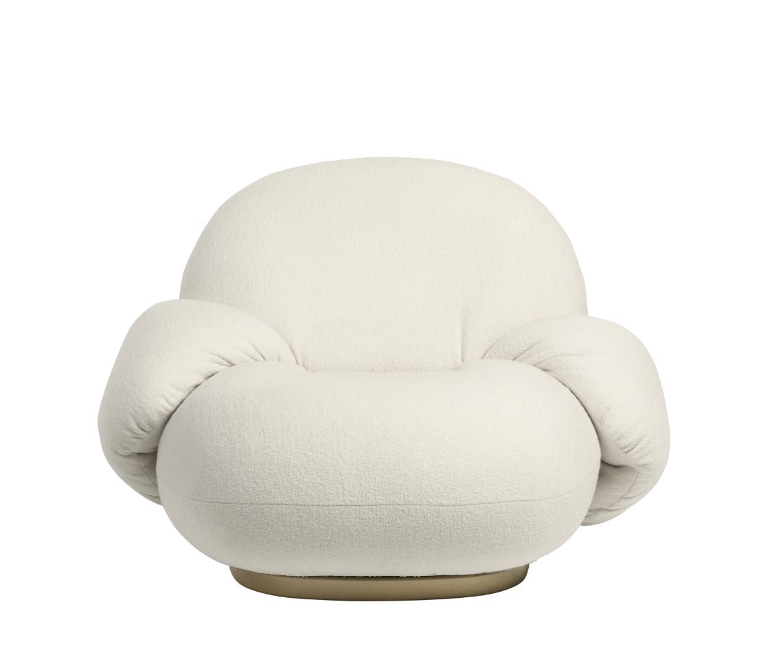 Pacha Lounge Chair Armchair Harp 24 Ivory / Pearl gold Without swivel base Gubi