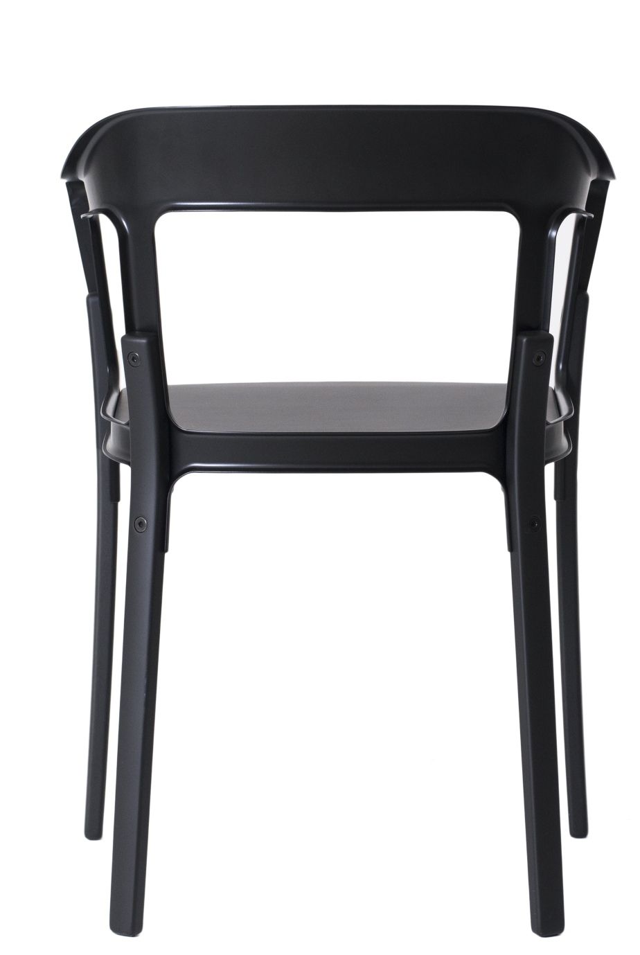 Schwarzer Steelwood Chair Stuhl von Magis, Ansicht von hinten, minimalistisches Design für Esszimmer und Wohnbereich.