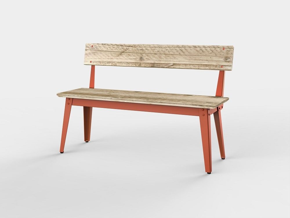 6Grad Outdoor bench with Backrest 125 cm Jan Cray Red-orange lumber raw