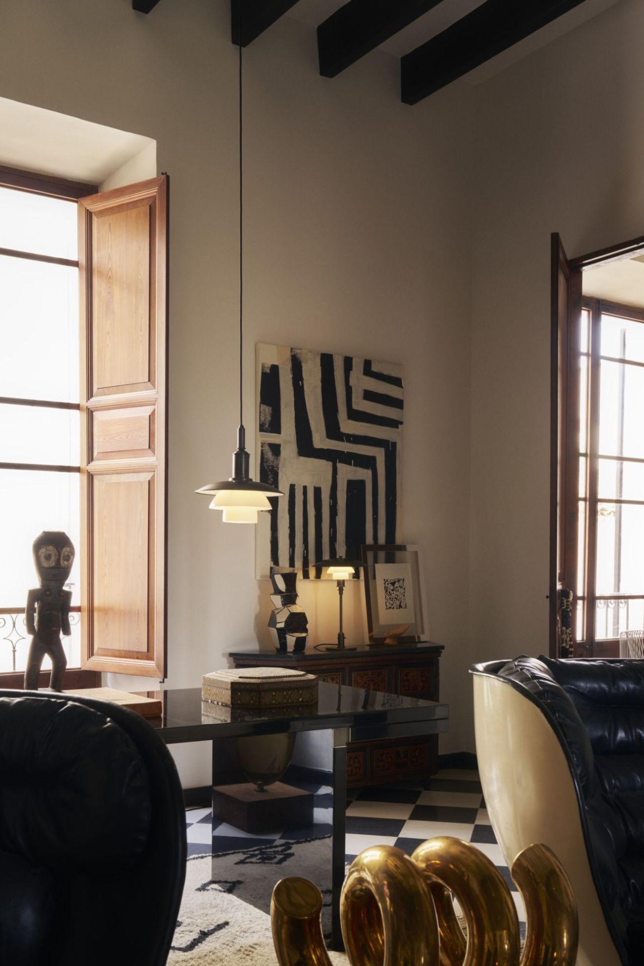 PH 3/3 Aged Brass Opal pendant light Louis Poulsen