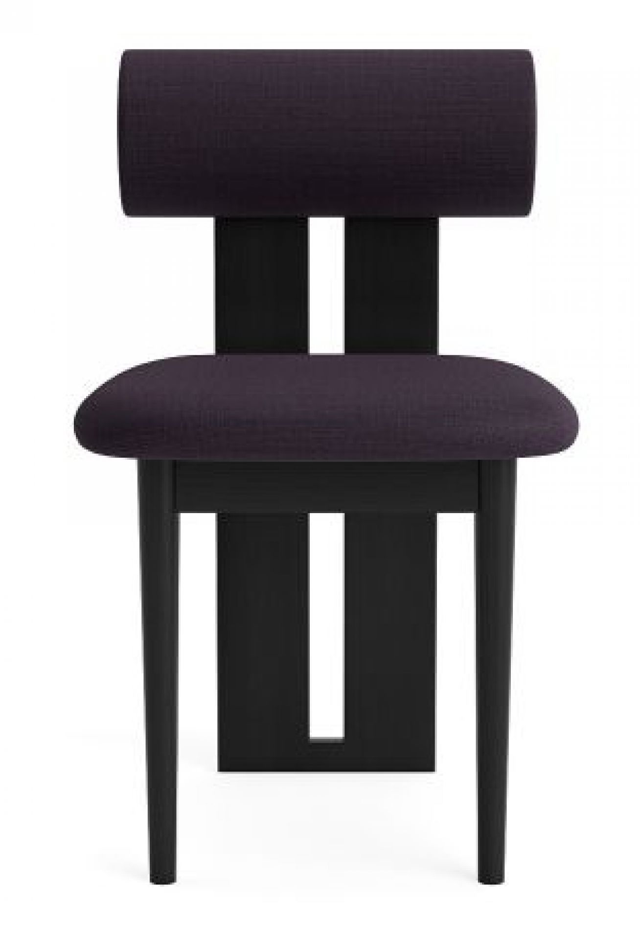 Hippo Stuhl Eiche Schwarz mit lila Kvadrat Canvas Bezug, moderner Esszimmerstuhl von Norr11.