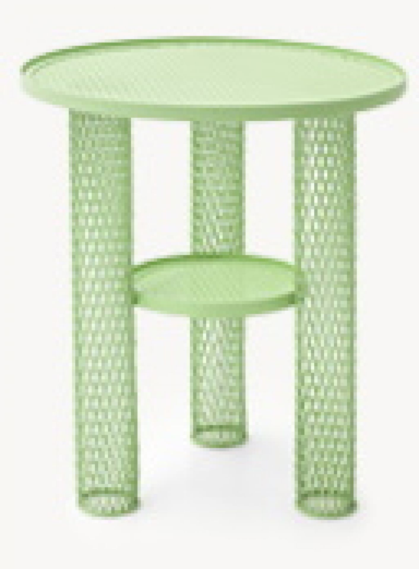Grüner Net Beistelltisch mit Flechtmuster von Moroso. Moderner, runder Beistelltisch für Wohnzimmer und Terrasse.