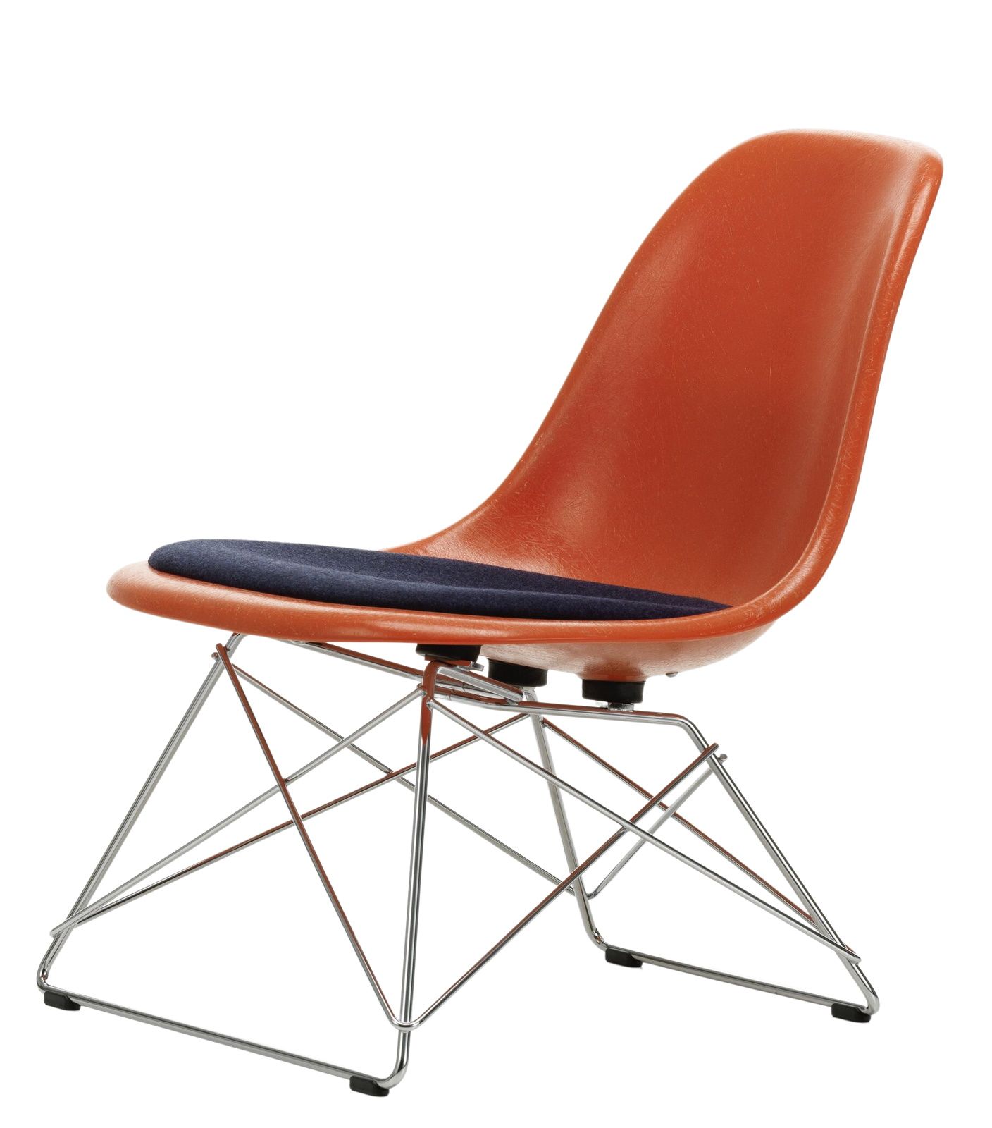 Eames Fibreglass Chair LSR Chair with seat cushion Vitra