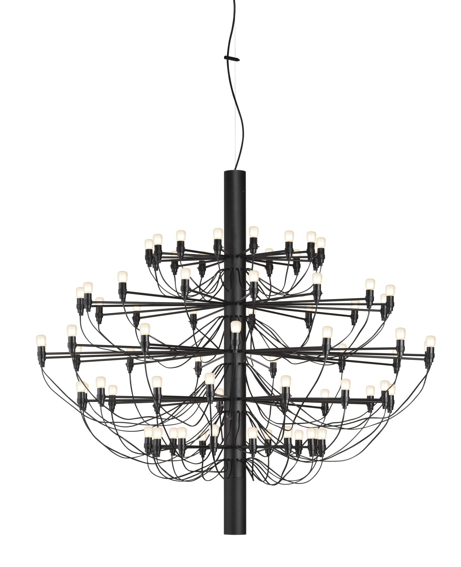 2097/75 Chandelier Black with Frosted Bulbs Flos