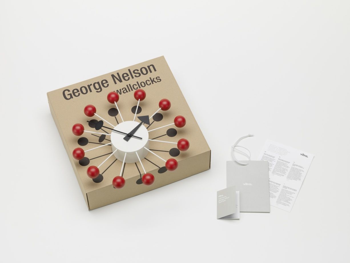 Ball Clock Wall Clock - red Vitra