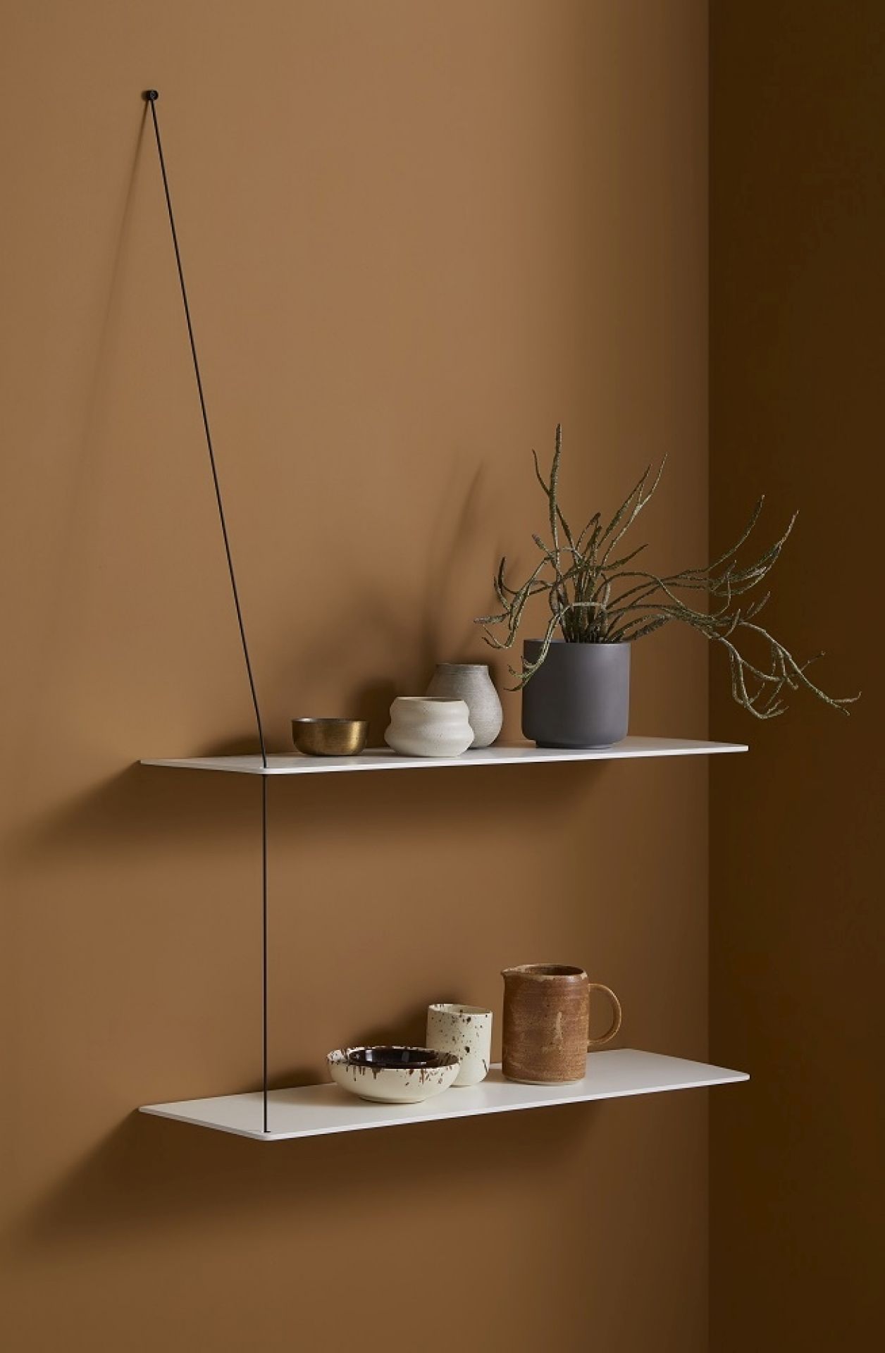 Stedge Wall shelf width 60 cm Woud oak white pigmented
