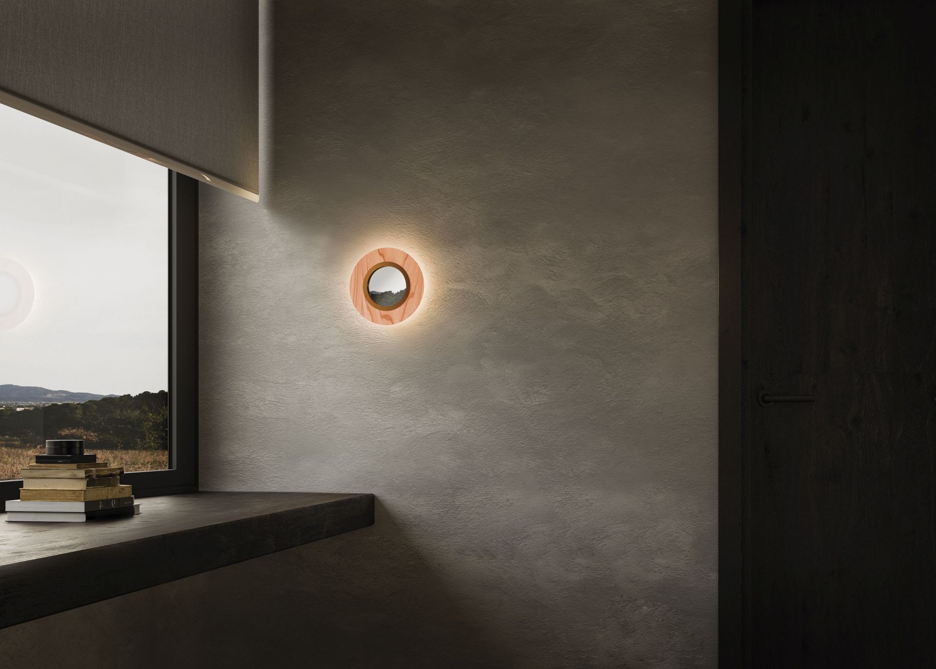 Lens LED Wall Light Round Metal Ring in Gold LZF Lamps
