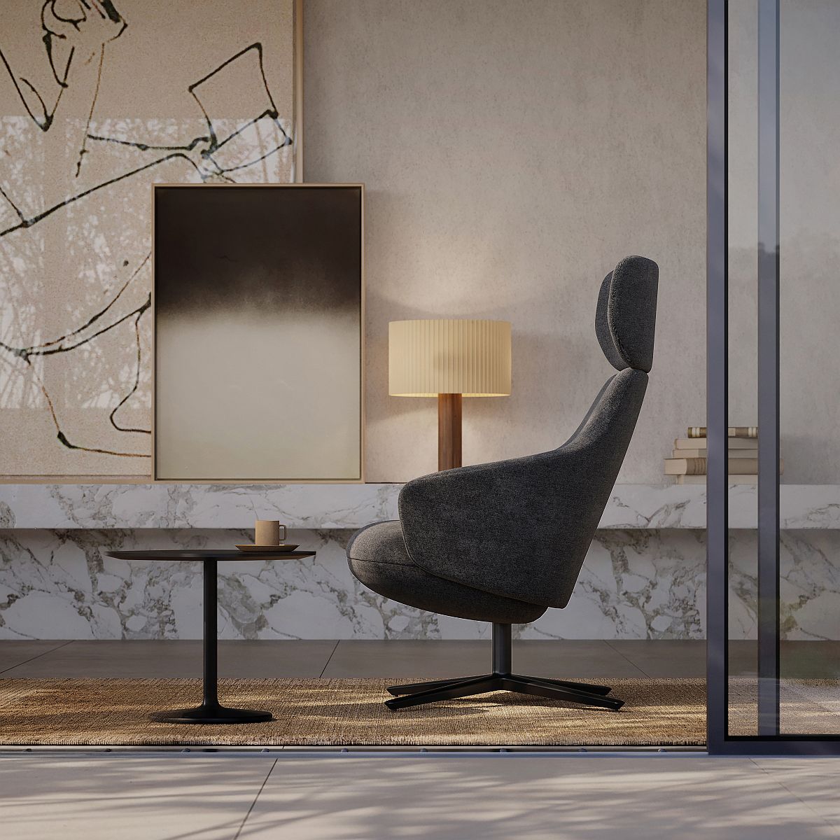 Calma BU2332 Lounge Chair swivel armchair Andreu World