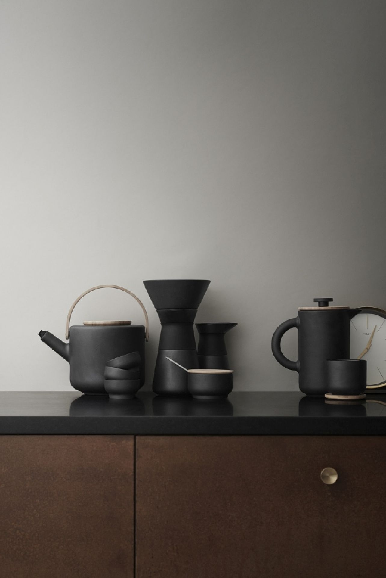 Theo Tea Mug with Coaster Black Stelton SINGLE PIECES
