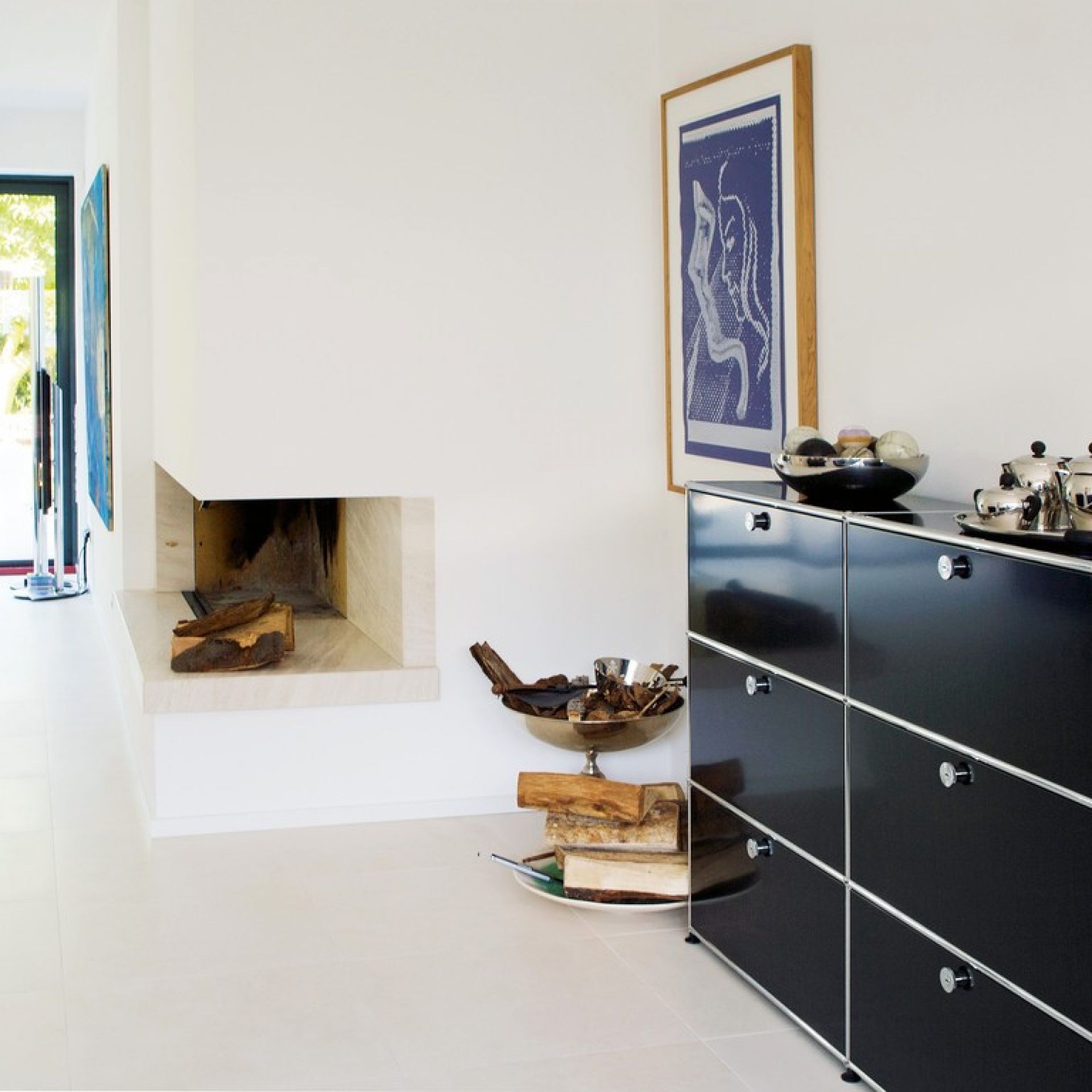 USM Haller Highboard breite Version stahlblau