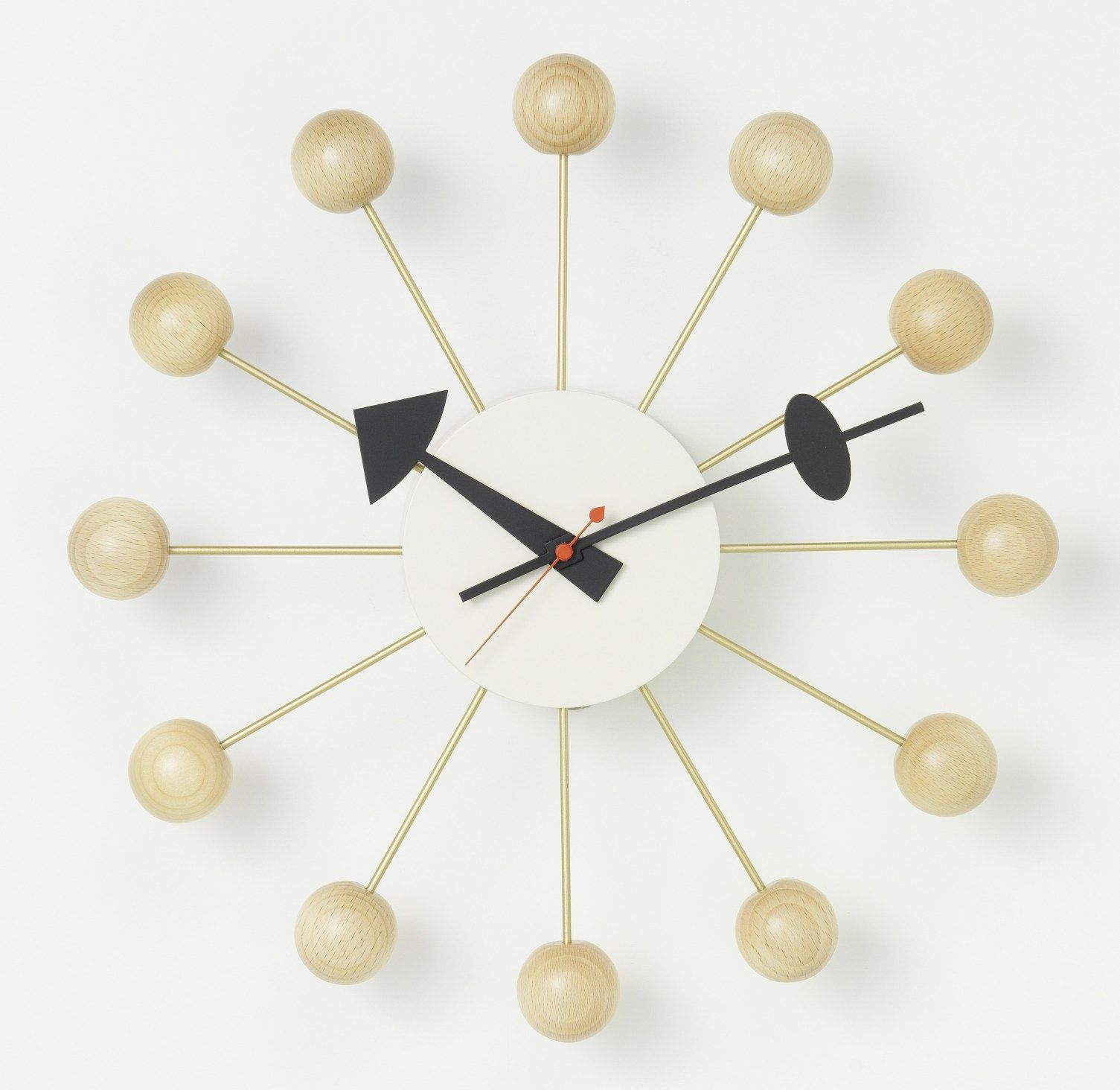 Ball Clock Wall Clock natural Vitra