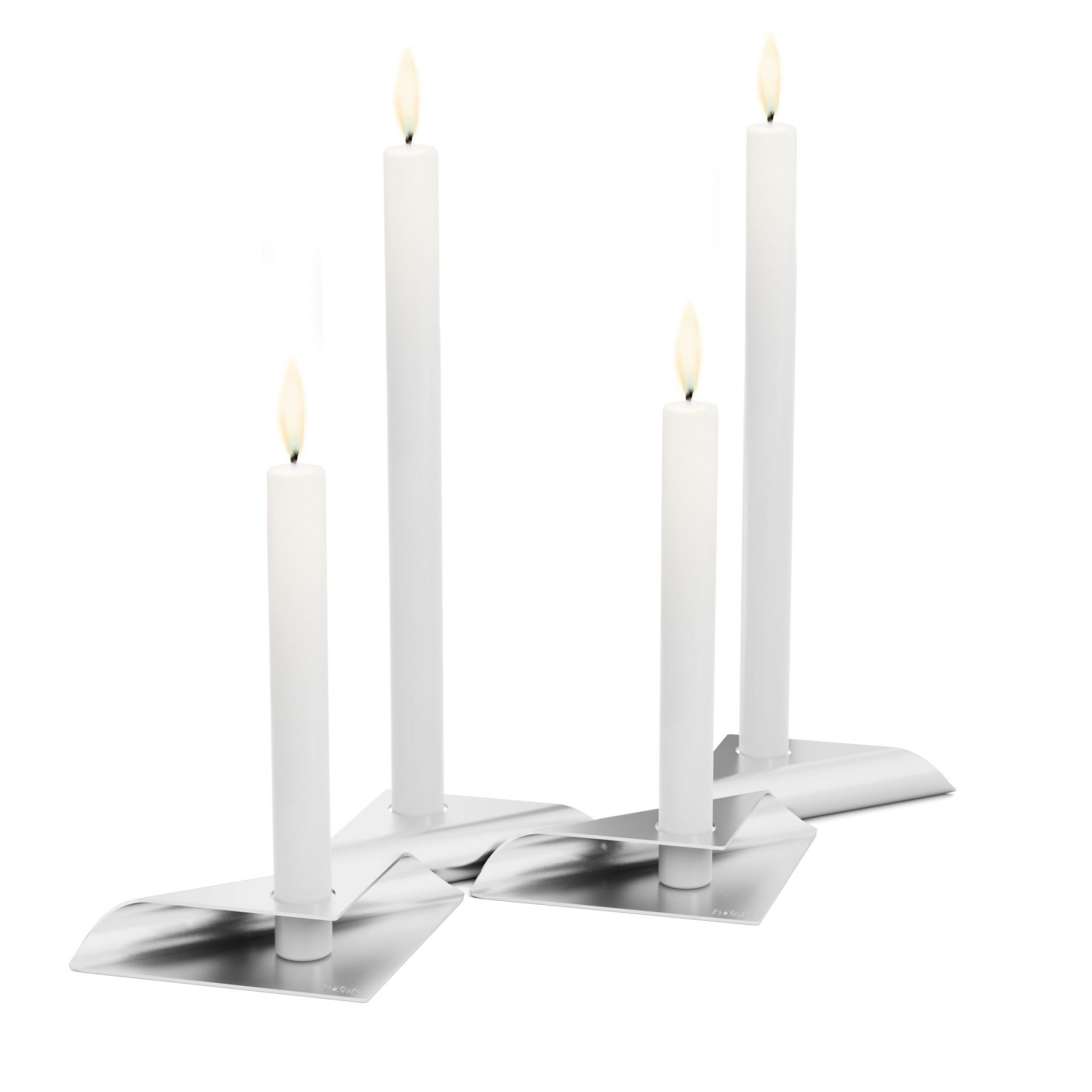 Square Candle candlestick set of 4 silver Höfats SINGLE PIECES