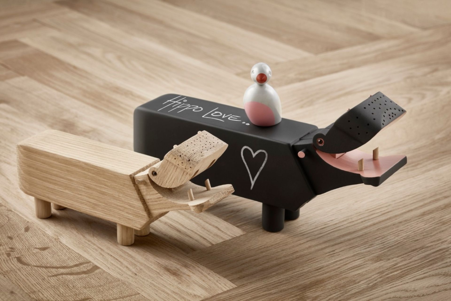 Hippo wooden figurine black Kay Bojesen