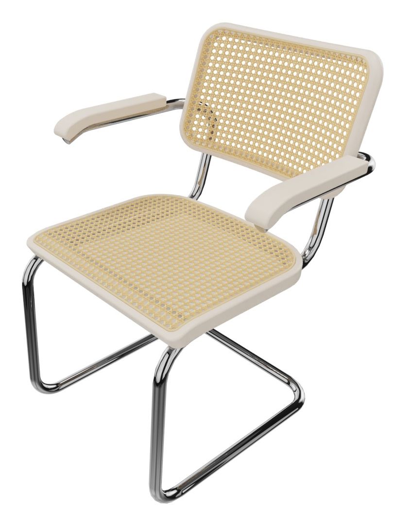 S 64 V tubular steel classic cantilever chair CHROME / BEECH WHITE GLAZED Thonet SINGLE PIECES