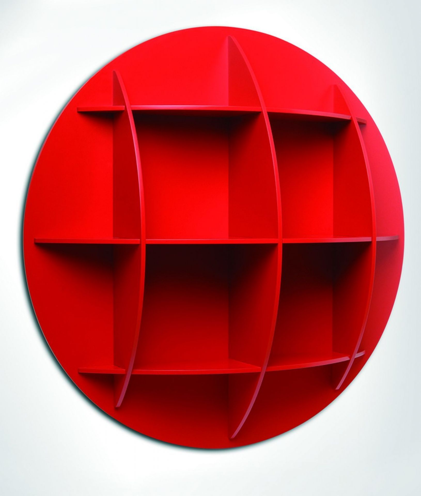 Minicontinental spherical bookcase Red lacquered Industrie Carnovali