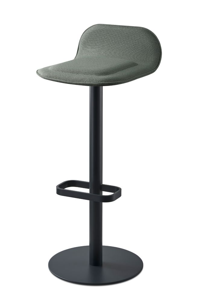 Dave Bar Stool Anthracite with Seat Cushion in Wine Red Moree