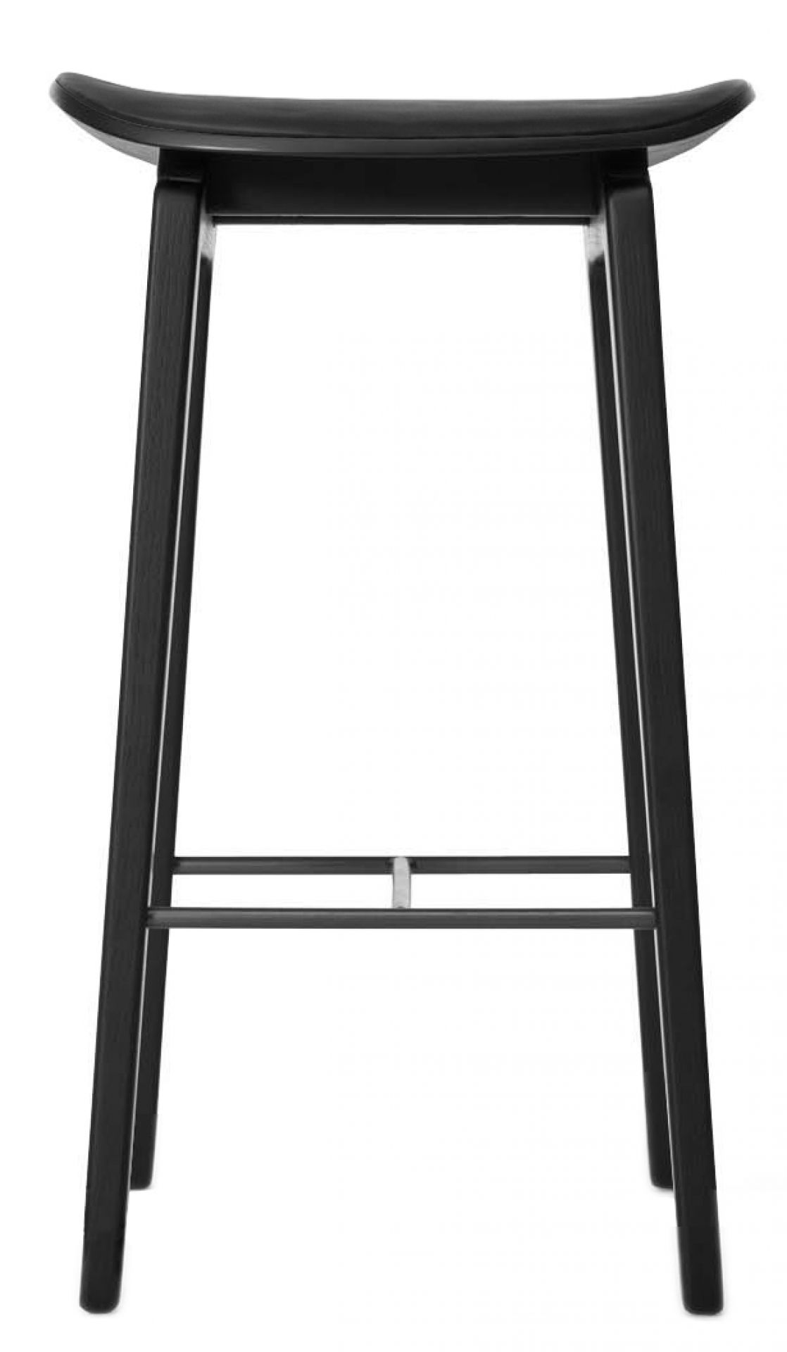 NY11 New York Barstool Upholstered Norr11 Natural oak Leather Ultra black 75 cm