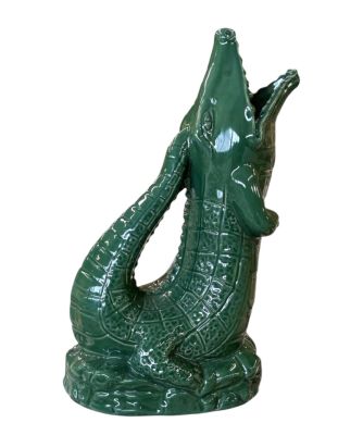 Grüne Croggle Jug Krokodil Karaffe Gluckigluck, Keramik Wasserkrug in Krokodilform für Tischdeko und Getränke.